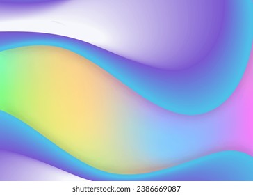 Liquid fluid. Holographic 3d backdrop with modern trendy blend. Vivid gradient mesh. Abstract invitation, poster design. Liquid fluid background with dynamic elements and shapes.