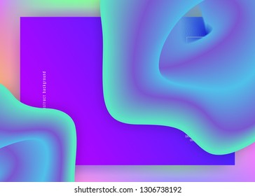 Liquid fluid. Magic interface, screen layout. Vivid gradient mesh. Holographic 3d backdrop with modern trendy blend. Liquid fluid with dynamic elements and shapes. Landing page.