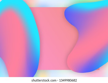 Liquid fluid. Minimalist mobile, website layout. Vivid gradient mesh. Holographic 3d backdrop with modern trendy blend. Liquid fluid with dynamic elements and shapes. Landing page.