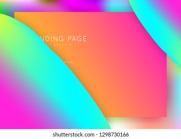 Liquid fluid. Pop ui, website design. Vivid gradient mesh. Holographic 3d backdrop with modern trendy blend. Liquid fluid with dynamic elements and shapes. Landing page.