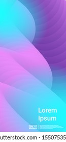 Liquid Fluid Poster. Blue, Purple, Teal, Technology Vector Layout. Minimal Dynamic Web Applications. Mobile Vertical Flyer. Vector Template Design.
 Glow, Simple, Screen Concept.