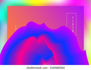 Líquido líquido. Banner psicodélico, disposición de pantalla. Malla gradiente vívida. Fondo holográfico en 3d con moderna combinación de moda. Líquido líquido con elementos dinámicos y formas. Página de inicio.