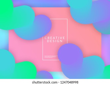 Liquid fluid. Psychedelic mobile, website design. Vivid gradient mesh. Holographic 3d backdrop with modern trendy blend. Liquid fluid with dynamic elements and shapes. Landing page.