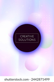 Liquid Fluid. Rainbow Background. Light Graphic. Geometric Texture. Trendy Flyer. Retro Luminous Elements. Violet Round Pattern. Science Dots. Purple Liquid Fluid