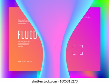 Liquid fluid. Rainbow screen, banner design. Vivid gradient mesh. Holographic 3d backdrop with modern trendy blend. Liquid fluid with dynamic elements and shapes. Landing page.