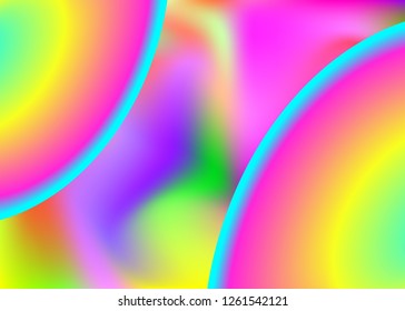 Liquid fluid. Round book, report design. Holographic 3d backdrop with modern trendy blend. Vivid gradient mesh. Liquid fluid background with dynamic elements and shapes.