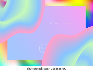 Liquid fluid. Soft mobile, website layout. Vivid gradient mesh. Holographic 3d backdrop with modern trendy blend. Liquid fluid with dynamic elements and shapes. Landing page.