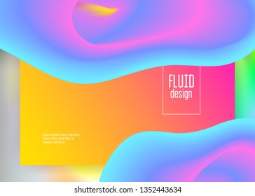 Liquid fluid. Vibrant app, screen design. Vivid gradient mesh. Holographic 3d backdrop with modern trendy blend. Liquid fluid with dynamic elements and shapes. Landing page.