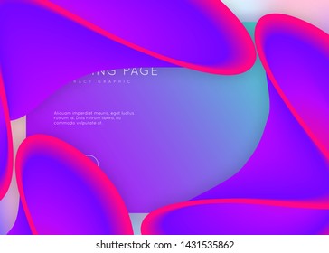 Liquid fluid. Vibrant banner, interface layout. Vivid gradient mesh. Holographic 3d backdrop with modern trendy blend. Liquid fluid with dynamic elements and shapes. Landing page.