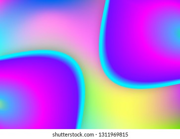 Liquid fluid. Vibrant flyer, invitation template. Holographic 3d backdrop with modern trendy blend. Vivid gradient mesh. Liquid fluid background with dynamic elements and shapes.