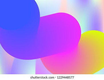 Liquid fluid. Vivid gradient mesh. Neon certificate, magazine composition. Holographic 3d backdrop with modern trendy blend. Liquid fluid background with dynamic elements and shapes.