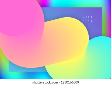 Liquid fluid. Vivid gradient mesh. Bright mobile, interface composition. Holographic 3d backdrop with modern trendy blend. Liquid fluid with dynamic elements and shapes. Landing page.