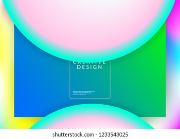 Liquid fluid. Vivid gradient mesh. Holographic 3d backdrop with modern trendy blend. Minimalist mobile, banner design. Liquid fluid with dynamic elements and shapes. Landing page.