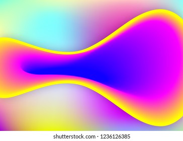 Liquid fluid. Vivid gradient mesh. Neon book, report frame. Holographic 3d backdrop with modern trendy blend. Liquid fluid background with dynamic elements and shapes.