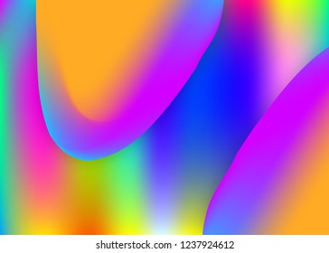 Liquid fluid. Vivid gradient mesh. Holographic 3d backdrop with modern trendy blend. Colorful flyer, banner design. Liquid fluid background with dynamic elements and shapes.