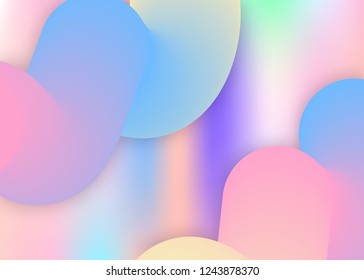 Liquid fluid. Vivid gradient mesh. Wavy report, flyer layout. Holographic 3d backdrop with modern trendy blend. Liquid fluid background with dynamic elements and shapes.