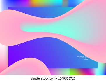 Liquid fluid. Vivid gradient mesh. Bright banner, screen composition. Holographic 3d backdrop with modern trendy blend. Liquid fluid with dynamic elements and shapes. Landing page.