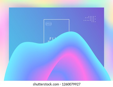 Liquid fluid. Vivid gradient mesh. Abstract mobile, ui frame. Holographic 3d backdrop with modern trendy blend. Liquid fluid with dynamic elements and shapes. Landing page.