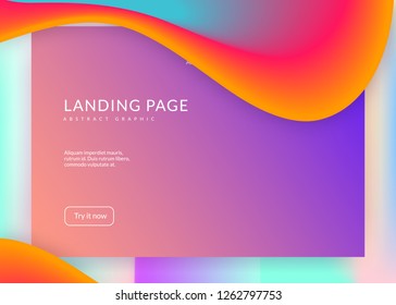 Liquid fluid. Vivid gradient mesh. Abstract mobile, interface composition. Holographic 3d backdrop with modern trendy blend. Liquid fluid with dynamic elements and shapes. Landing page.