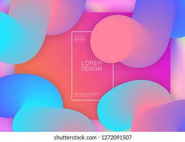 Liquid fluid. Vivid gradient mesh. Colorful website, screen composition. Holographic 3d backdrop with modern trendy blend. Liquid fluid with dynamic elements and shapes. Landing page.