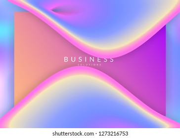 Liquid fluid. Vivid gradient mesh. Business ui, banner template. Holographic 3d backdrop with modern trendy blend. Liquid fluid with dynamic elements and shapes. Landing page.