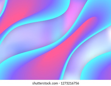 Liquid fluid. Vivid gradient mesh. Holographic 3d backdrop with modern trendy blend. Geometric presentation, certificate frame. Liquid fluid background with dynamic elements and shapes.