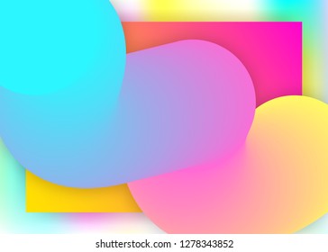 Liquid fluid. Vivid gradient mesh. Holographic 3d backdrop with modern trendy blend. Psychedelic screen, banner design. Liquid fluid with dynamic elements and shapes. Landing page.