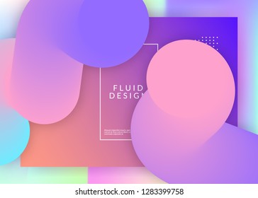 Liquid fluid. Vivid gradient mesh. Neon screen, ui template. Holographic 3d backdrop with modern trendy blend. Liquid fluid with dynamic elements and shapes. Landing page.
