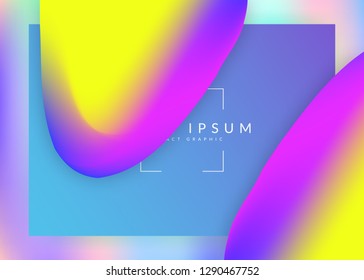 Liquid fluid. Vivid gradient mesh. Holographic 3d backdrop with modern trendy blend. Cosmic website, banner design. Liquid fluid with dynamic elements and shapes. Landing page.