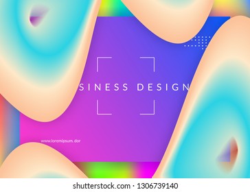 Liquid fluid. Vivid gradient mesh. Psychedelic screen, interface layout. Holographic 3d backdrop with modern trendy blend. Liquid fluid with dynamic elements and shapes. Landing page.