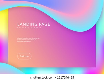 Liquid fluid. Vivid gradient mesh. Round app, screen frame. Holographic 3d backdrop with modern trendy blend. Liquid fluid with dynamic elements and shapes. Landing page.