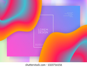 Liquid fluid. Vivid gradient mesh. Holographic 3d backdrop with modern trendy blend. Cool ui, interface design. Liquid fluid with dynamic elements and shapes. Landing page.