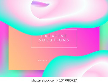 Liquid fluid. Vivid gradient mesh. Minimal mobile, app template. Holographic 3d backdrop with modern trendy blend. Liquid fluid with dynamic elements and shapes. Landing page.