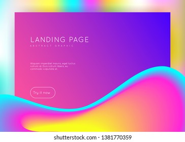 Liquid fluid. Vivid gradient mesh. Pop banner, interface template. Holographic 3d backdrop with modern trendy blend. Liquid fluid with dynamic elements and shapes. Landing page.