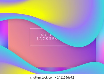 Liquid fluid. Vivid gradient mesh. Round ui, app layout. Holographic 3d backdrop with modern trendy blend. Liquid fluid with dynamic elements and shapes. Landing page.