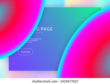 Liquid fluid. Vivid gradient mesh. Vibrant screen, banner template. Holographic 3d backdrop with modern trendy blend. Liquid fluid with dynamic elements and shapes. Landing page.
