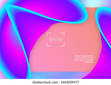 Liquid fluid. Vivid gradient mesh. Cool app, ui template. Holographic 3d backdrop with modern trendy blend. Liquid fluid with dynamic elements and shapes. Landing page.