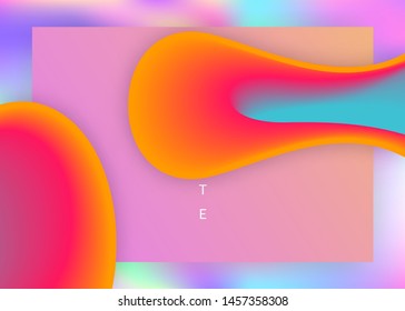Liquid fluid. Vivid gradient mesh. Neon app, website design. Holographic 3d backdrop with modern trendy blend. Liquid fluid with dynamic elements and shapes. Landing page.