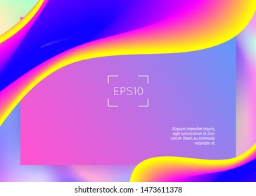 Liquid fluid. Vivid gradient mesh. Holographic 3d backdrop with modern trendy blend. Bright website, screen composition. Liquid fluid with dynamic elements and shapes. Landing page.