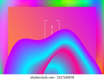 Liquid fluid. Vivid gradient mesh. Holographic 3d backdrop with modern trendy blend. Geometric mobile, interface frame. Liquid fluid with dynamic elements and shapes. Landing page.