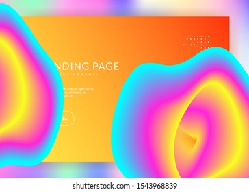 Liquid fluid. Vivid gradient mesh. Psychedelic banner, website template. Holographic 3d backdrop with modern trendy blend. Liquid fluid with dynamic elements and shapes. Landing page.