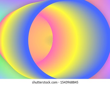 Liquid fluid. Vivid gradient mesh. Holographic 3d backdrop with modern trendy blend. Circle card, banner frame. Liquid fluid background with dynamic elements and shapes.