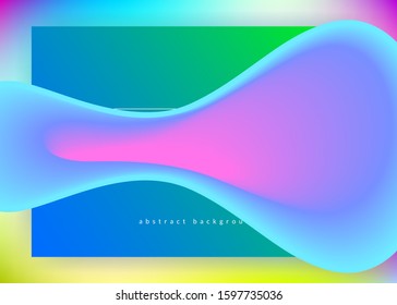 Liquid fluid. Vivid gradient mesh. Molecular interface, banner layout. Holographic 3d backdrop with modern trendy blend. Liquid fluid with dynamic elements and shapes. Landing page.