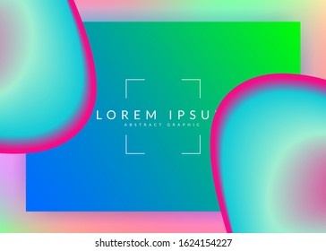 Liquid fluid. Vivid gradient mesh. Holographic 3d backdrop with modern trendy blend. Circle screen, mobile frame. Liquid fluid with dynamic elements and shapes. Landing page.
