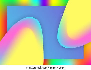 Liquid fluid. Vivid gradient mesh. Holographic 3d backdrop with modern trendy blend. Minimal app, interface template. Liquid fluid with dynamic elements and shapes. Landing page.