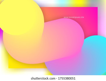 Flüssigkeiten. Lebhaftes Farbverlauf-Netz. Holografische 3D-Umgebung mit moderner Trendmischung. Business ui, App-Design. Flüssigkeitsflüssigkeit mit dynamischen Elementen und Formen. Landing Page.