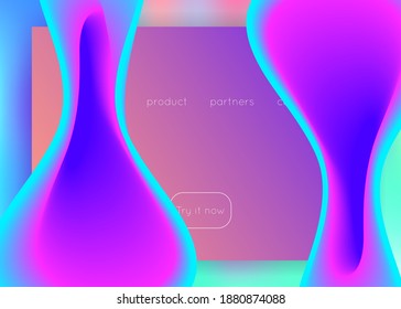 Flüssigkeiten. Lebhaftes Farbverlauf-Netz. Geometrische Website, mobiles Layout. Holografische 3D-Umgebung mit moderner Trendmischung. Flüssigkeitsflüssigkeit mit dynamischen Elementen und Formen. Landing Page.