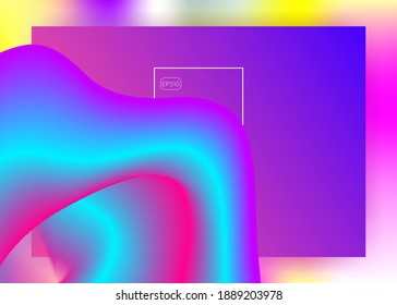 Liquid fluid. Vivid gradient mesh. Holographic 3d backdrop with modern trendy blend. Futuristic banner, screen design. Liquid fluid with dynamic elements and shapes. Landing page.
