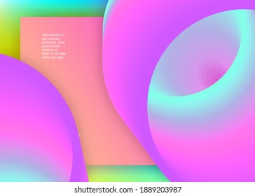 Liquid fluid. Vivid gradient mesh. Round ui, mobile template. Holographic 3d backdrop with modern trendy blend. Liquid fluid with dynamic elements and shapes. Landing page.