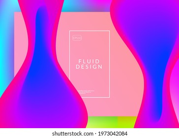 Liquid fluid. Vivid gradient mesh. Psychedelic app, interface composition. Holographic 3d backdrop with modern trendy blend. Liquid fluid with dynamic elements and shapes. Landing page.